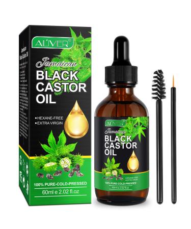 Castor oil organic 60ml massage oil for aromatherapy 100% purely cold pressed Jamaican Black Castor Oil stimulate growth for hair eyelash eyebrows skin moisture & hair oil and body oil