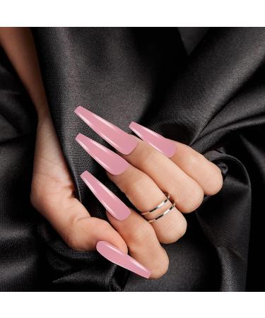 240PCS Extra Long Press on Coffin Fake Nails - Glossy Solid Color Ballerina False Nails for Women - DIY at Home Manicure Nail Tips (10 Colors) - Buy Online on GoSupps.com
