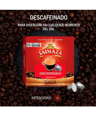 Saimaza Espresso 6 Decaffeinato - Capsules de caf en aluminium compatibles avec Nespresso * - 10 Paquets (200 Boissons) - Buy Online on GoSupps.com