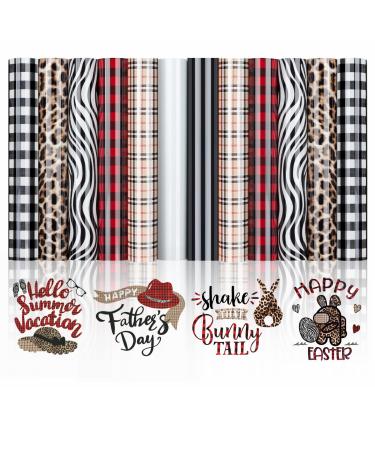 Heat Transfer Vinyl Bundle Pattern Buffalo Plaid Leopard 12 Sheets Iron on Vinyl for Cricut Iron Accessories Patterned PU White HTV Vinyl for T-Shirt Fabric Clothes Bag Hat Pillow Crafts(12''X10'') Popularity Style