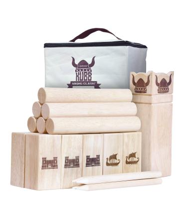 GoSports Kubb Viking Clash Toss Game Set for Kids & Adults Regulation Size