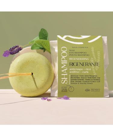 Senso Naturale Anti-Frizz Regenerating Solid Shampoo for Curly Hair with Spirulina Fenugreek Green Clay Natural Organic Vegan and Ecological pH 4.5-5.5 - Buy Online on GoSupps.com