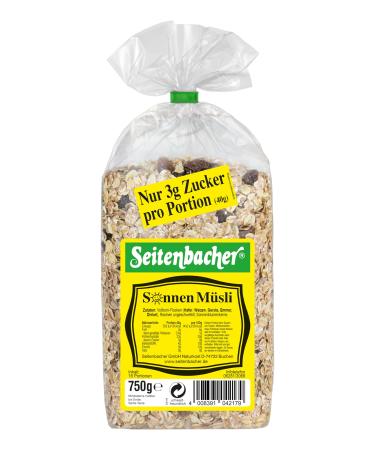 Seitenbacher Sonnen Muesli I 5 Whole Grain Grains I No Added Sugar I No Added Fat I (3 x 750 g)