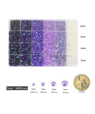 30,000 Pcs Jelly AB Flatback Rhinestones for Crafts - Dark Purple, Violets, Lavender - Multi-color Round Gems for Nail Art & Makeup - Buy Online on GoSupps.com