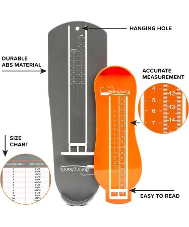 Burlingham's Shoe Size Measuring Devices for Adults and Kids - Accurate Foot Measuring Set - Easy-to-Use Shoe Sizer Tool - 2 Pack - Buy Online on GoSupps.com