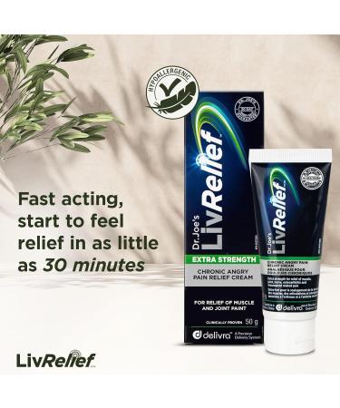 LivRelief Extra Strength Chronic Angry Pain Relief Cream - Penetrating Relief for Joint Muscle Pain & Inflammation Arthritis & Osteoarthritis Aid - Natural Plant Based Cream Made in Canada Unscented (50g) - Buy Online on GoSupps.com