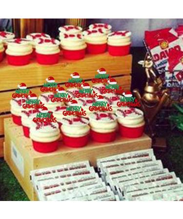 Rsstarxi 24 Pack Merry Grinchmas Cupcake Toppers Red Green Glitter Santa Hat Merry Christmas Cupcake Picks for Grinch Christmas Theme Xmas Holiday Kids Birthday Party Cake Decorations Supplies - Buy Online on GoSupps.com