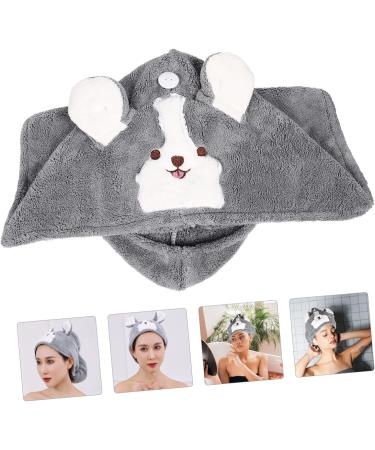 WOONEKY Cartoon Dry Hair Cap Makeup Washcloths Girl Hat Water Absorbent Hat Bath Water Absorbent Drying Hat Makeup Hairband Bath Hat Hair Bonnet Coral Fleece Hair Dry Hat Thicken Headband Grey Grey 60x21cm - Buy Online on GoSupps.com