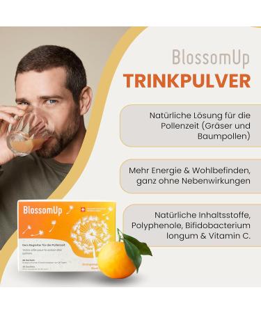 Blossomup Drinking Powder for Hay Fever & Pollen Allergy - 150g Dietary Supplements | Refreshing Orange Flavor 4-Week Supply Made in Switzerland - Buy Online on GoSupps.com
