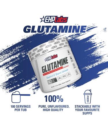 EHP Labs L Glutamine Powder Amino Acids - L-Glutamine Supplement for Gut Health (500g) Improves Muscle Recovery Focus & Concentration - 100 Servings - Buy Online on GoSupps.com