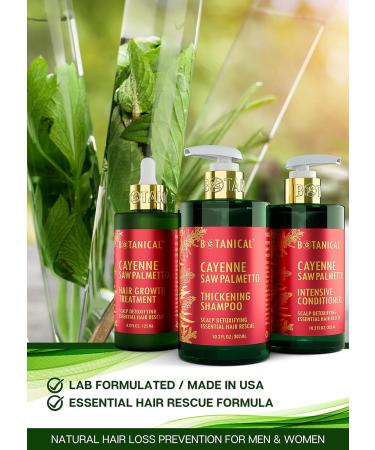 Botanical Hair Growth Treatment | Thickening Shampoo & Anti-Thinning Conditioner | Scalp Detox with Cayenne & Saw Palmetto for Men & Women - Buy Online on GoSupps.com