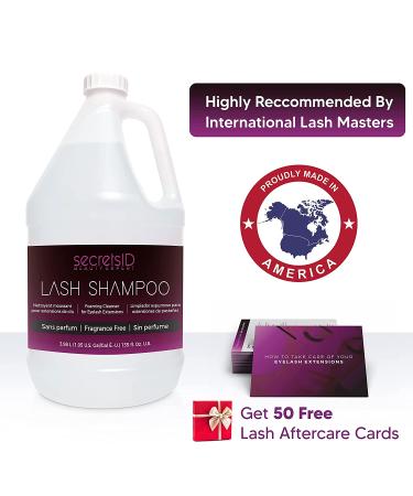 Lash Shampoo Bulk for Professional Lash Extension | 1 Gallon + 50 Aftercare Cards | Eyelid Foaming Cleanser | Salon Grade Cleanser (Fragrance-Free) - Buy Online on GoSupps.com