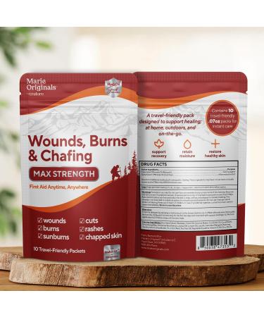 Marie Originals Wounds Burns & Chafing Pouch 10 Packets Max Strength First Aid Anti Chafing Cream for Men and Women with Natural Botanicals for Active Lifestyles Soothes Dry Cracked Skin On-The-Go - Buy Online on GoSupps.com
