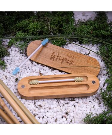 Habitat Wips - Eco-Friendly Reusable Ear Swabs in Bamboo Box | Washable Silicone Cotton Buds | Green & Blue Options - Buy Online on GoSupps.com