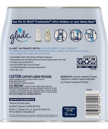 Glade Automatic Spray Refill Clean Linen 6.2 Oz 2 Count - Home & Bathroom Air Freshener - Buy Online on GoSupps.com