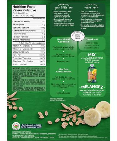 GERBER Organic Wheat & Wholegrain Oat Banana Baby Cereal - Buy Online on GoSupps.com
