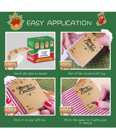 Christmas Gift Tag Stickers - 80 Pcs Decorative Self Adhesive Labels - Easy Write & Peel - Dispenser Box Included - 2 x 3 Inch - Buy Online on GoSupps.com
