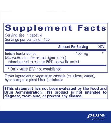 Pure Encapsulations Boswellia Capsules | Supports Healthy Joints, Connective Tissue & Colon | Musculoskeletal System Supplement | 120 Capsules - Buy Online on GoSupps.com