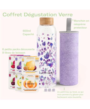 Waterdrop Gift Set 600 ml Glass Bottle Leak-Proof and Compatible with Sparkling Water 18 Sugar Free Drinking Cubes Chris - Buy Online on GoSupps.com