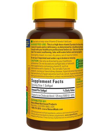 Extra Strength Vitamin D3 5000 IU - 180 Softgels, High Potency for Immune Health, Bones, Teeth & Muscle Function - Buy Online on GoSupps.com