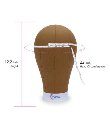Eerya 22 Inch Brown Canvas Wig Head - Wig Stand & Mannequin for Styling & Display - Buy Online on GoSupps.com