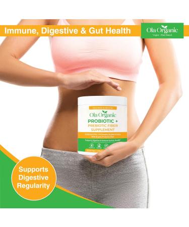 Ola Organic Max Strength Probiotic Powder 60 Billion CFU with Prebiotics & 10 Strains Supports Digestive & Gut Health Non-GMO Formula (300g Jar) - Buy Online on GoSupps.com