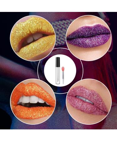 Scnvsi Two Colors Glitter Lip Set Glitter Makeup Lipstick Lip Gloss Glitter Lipstick Makeup Powder Set for Lips Nails Art - Buy Online on GoSupps.com