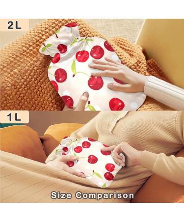 NAANLE Polka Dot Cherry Berries Heat Bottle | 2L Transparent Hot Water Bottle for Pain Relief & Therapy Large Size for Bed & Hand/Foot Use - Buy Online on GoSupps.com