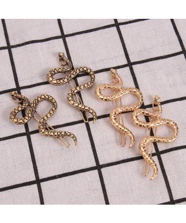 LEORX 4pcs Snake Hair Clip Set - Vintage Metal Hair Pins for Women Girls (Golden Ancient Gold) - Buy Online on GoSupps.com
