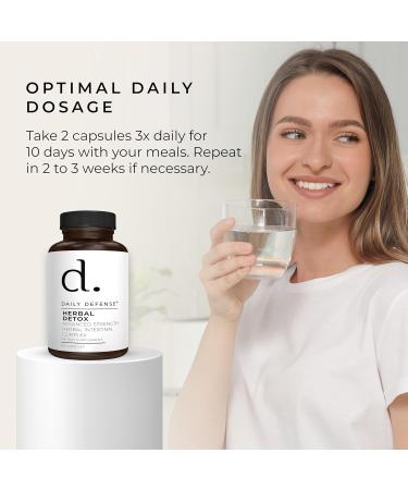 Daily Defense Herbal Detox with Zinc Garlic Wormwood Black Walnut Hull - Gut Cleanse Detox Dietary Supplements for Women & Men 60 Capsules - Buy Online on GoSupps.com