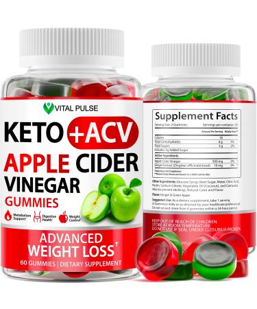 Keto Gummies - Keto ACV Gummies Advanced Weight Management Loss - Slim ACV Keto Gummy for Detox - Digestion - Cleansing - Apple Cider Vinegar Gummies Supplement - ACV Burn Keto Gummies Ginger & Green Apple