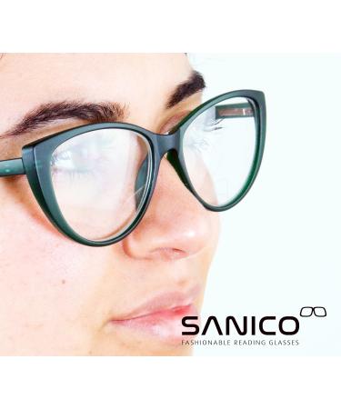 Stylish CAT-Eye Reading Glasses for Women - Sanico Andes Green 2.5 Dioptries | International Shipping Available - Buy Online on GoSupps.com