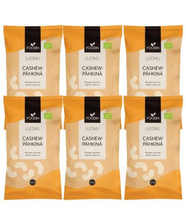 FOODIN FOODIN Organic Cashew Nuts 3kg (6 x 500g) Rich in protein and healthy fats 100% organic gluten-free natural vegan snack