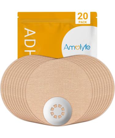 Amolyfe Libre 3 Sensor Covers Waterproof Freestyle Libre 3 Covers Bump-Proof with Hard Cap Breathable Medical CGM Adhesive - for Libre 3 - 20 Pack