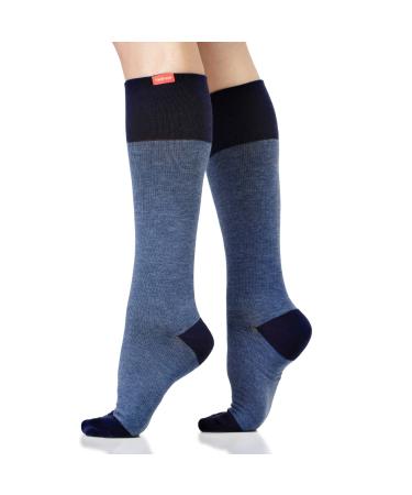 VIM & VIGR Cotton 30-40 mmHg Graduated Compression Socks for Women & Men (Navy Heathered Collection Small/Medium (1)) Navy Heathered Collection 1