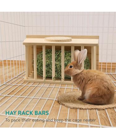 Navaris Wooden Hay Feeder for Small Pets - Rabbit and Guinea Pig Hay Rack - Natural Pine Wood Pet Hay Holder with Sliding Lid - Keeps Hay Tidy and Organised - Buy Online on GoSupps.com