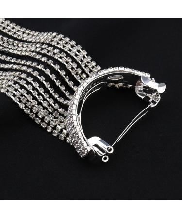 YINETTECH Long Chain Tassel Hair Clip Shiny Rhinestone Tassel Barrette Fashion Hairpin Headdress Ponytail Hair Accessories for Girls Women Silver 39cm - Buy Online on GoSupps.com