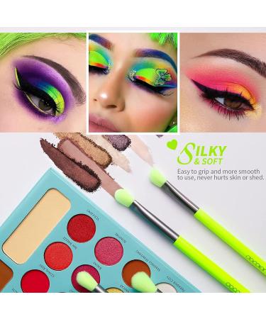 Docolor Eye Makeup Brushes Set - 15pcs Professional Brushes for Eyeshadow, Concealer, Eyebrow, Eyelash, and Eye Liners - Neon Green - Buy Online on GoSupps.com