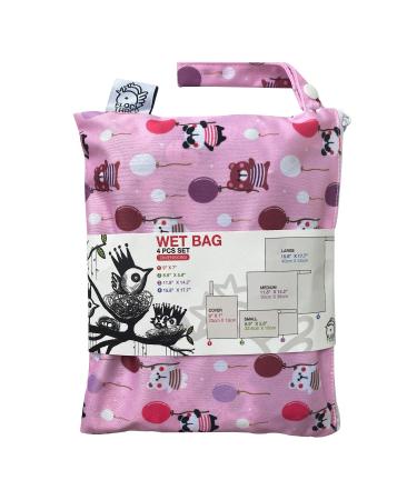 FLOCK THREE 4pcs Waterproof Wet Bag Bundle - Reusable for Baby Diapers, Stroller, Swimsuit, Travel - Small & Large Pouches - Ideal for Wet Clothes and Electronics - Windy Days Design - Buy Online on GoSupps.com