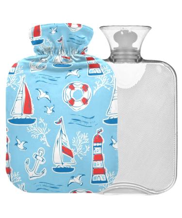 Naanle lighthouse seagull anchor hot water bottle with reference transparent hot water bottle 1l warm head for bed handfoot warmer pain relief heat and cold therapy