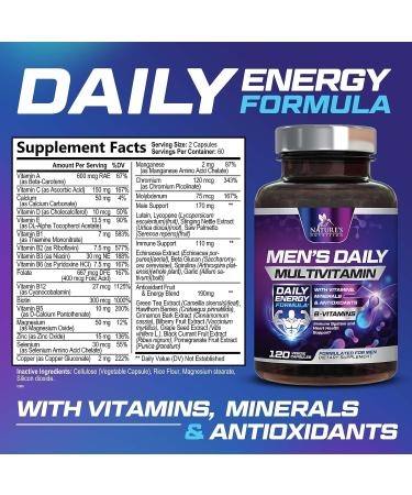 Men's Multivitamin - Energy & Immune Support Supplement with Vitamin A, B12, C, D & E - 120 Count - Buy Online on GoSupps.com