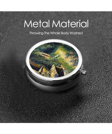 Portable Metal Pill Box | Oil Painting Old House Design | Mini 3-Compartment Travel Case for Small Pills - Buy Online on GoSupps.com