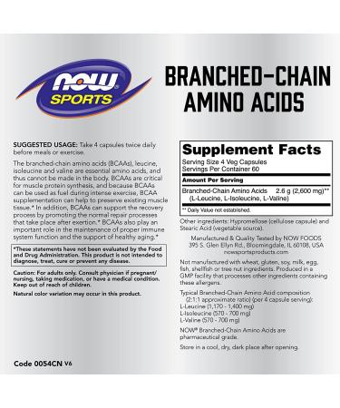 Now Foods BCAA 240 Capsules - Sports Branched-Chain Amino Acids for Muscle Recovery - Buy Online on GoSupps.com