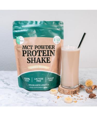 Go-Keto MCT Vegan Protein Shake Vanilla Powder 400g | TCM Coconut Oil Keto Diet | Vegan Pea & Rice Protein Best Amino Acid Profile | Sugar & Lactose Free - Buy Online on GoSupps.com