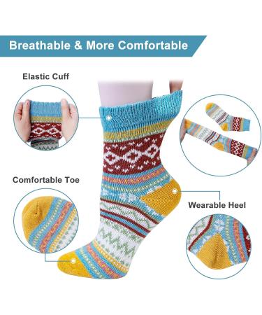 Chalier Cozy Winter Merino Socks for Women | Cute Cat Pattern Warm Thick Knit Thermosocks Size 36-42 - Buy Online on GoSupps.com