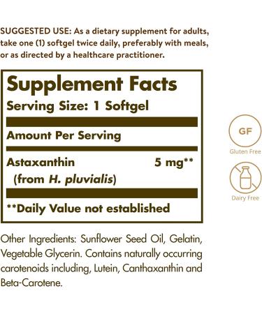 Solgar Natural Astaxanthin 5mg - 60 Softgels | Antioxidant Support - Buy Online on GoSupps.com