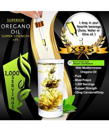 Super Strength Oregano Oil Drops - Pure Wild Mediterranean Extract - 1.69 oz (Large) | 1,000 Servings - Buy Online on GoSupps.com