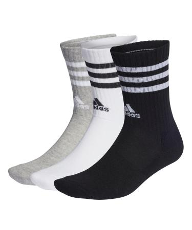 adidas Unisex Kids 3s C Spw Crw 3p Socks 31-33 Medium Grey Heather/White/Black/White