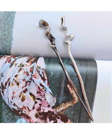 ZAYOIZY 4pcs Metal Hair Sticks for Long/Thick/Curly Hair - Silver & Black Hair Bun Chopsticks - Sturdy Alloy Pins - Buy Online on GoSupps.com
