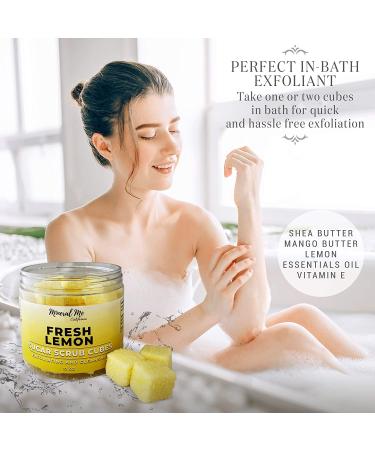 Fresh Lemon Sugar Scrub Cubes - 12oz | All-Natural Body Exfoliator with Mango & Shea Butter | Ultra Hydrating for Hands, Legs & More - Buy Online on GoSupps.com